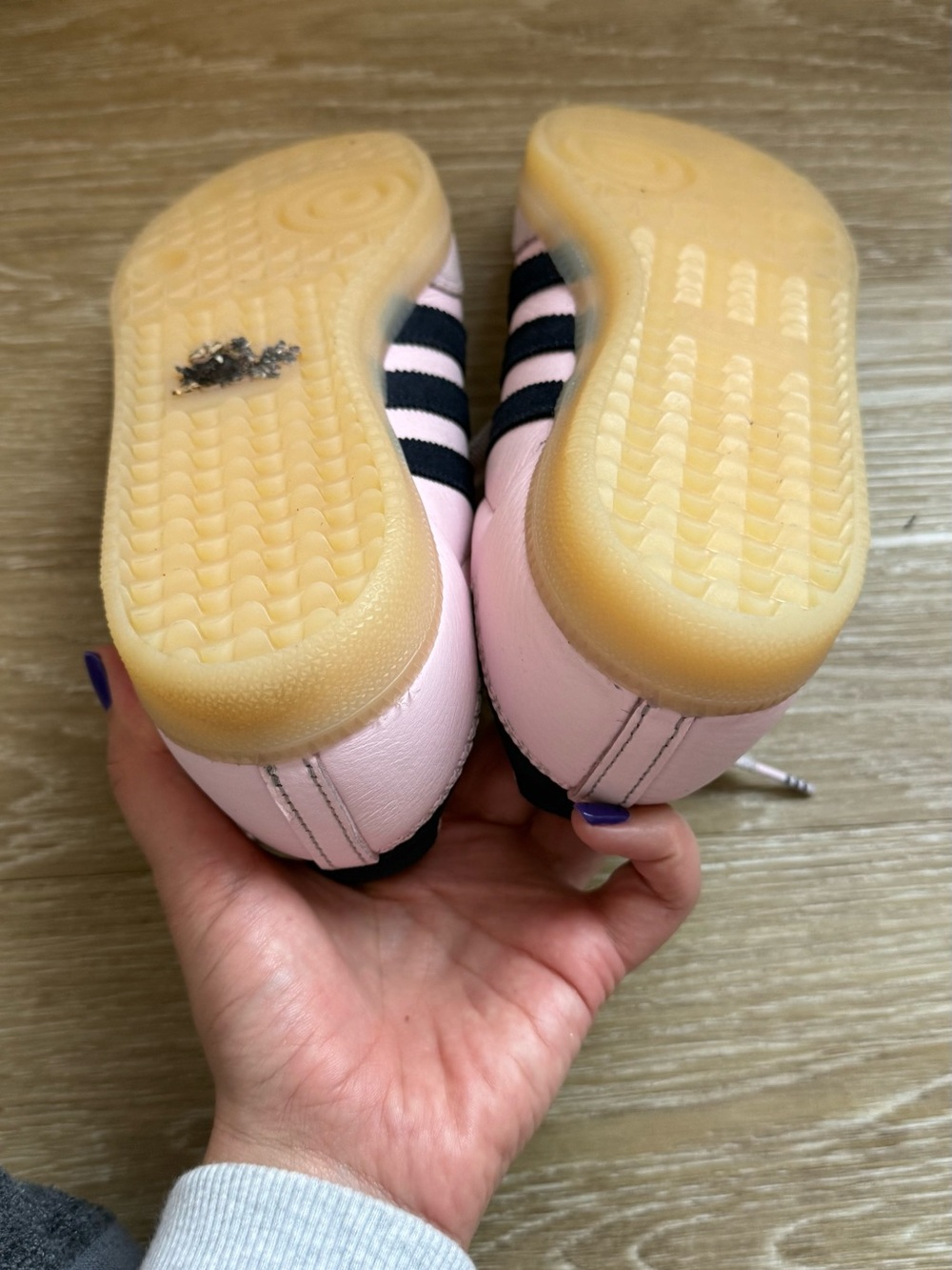 adidas pink suede navy stripe samba size 9 - WORN ONCE - Picture 6 of 7